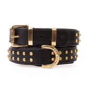 Hand Made Leather Dog Collar - RuffNeck Black & Brass (Regular Fit)