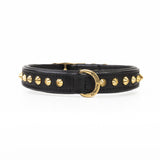 Hand Made Leather Dog Collar - Ruthless Black & Brass (Slim Fit)