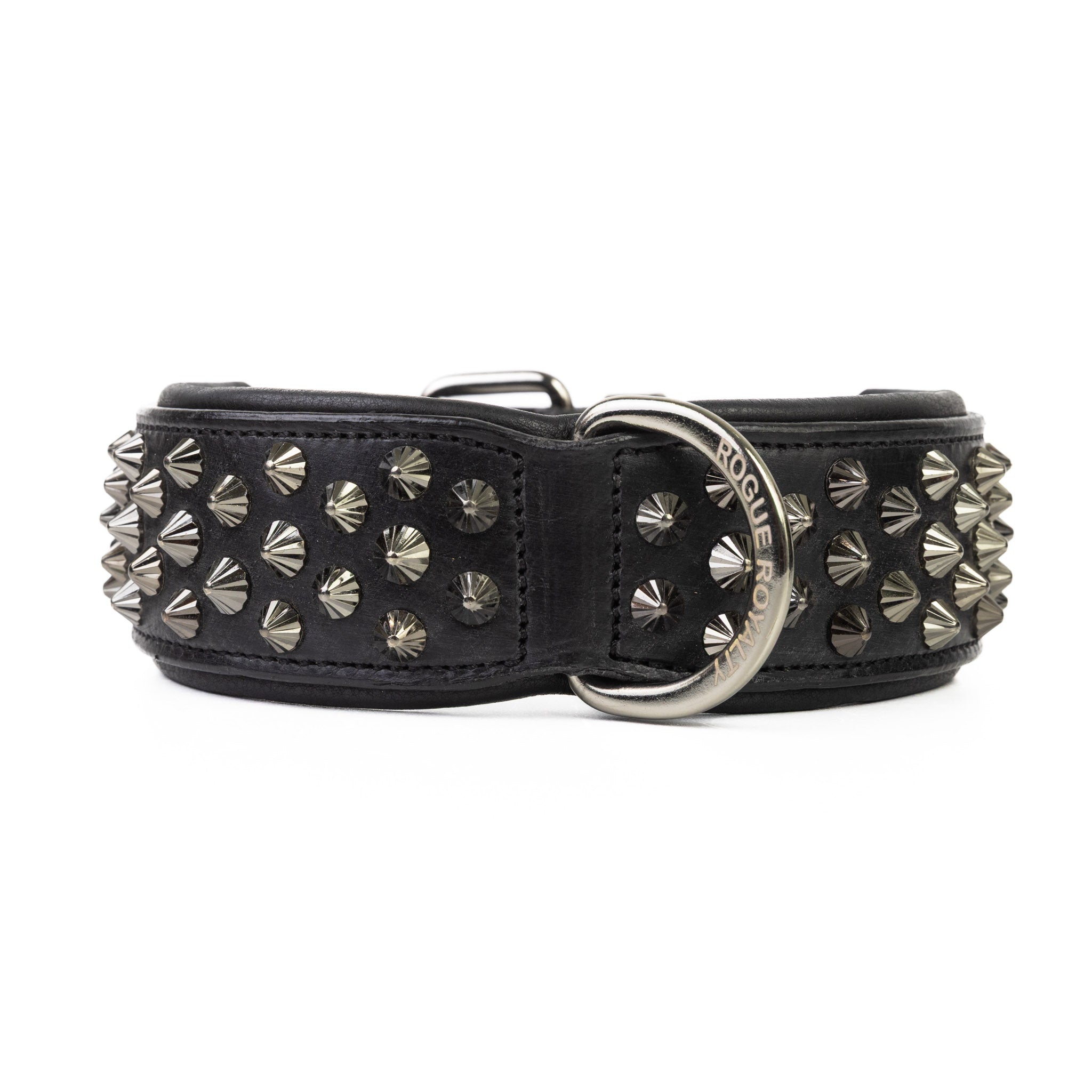 Hand Made Leather Dog Collar - Ruthless Black & Black (Wide Fit)