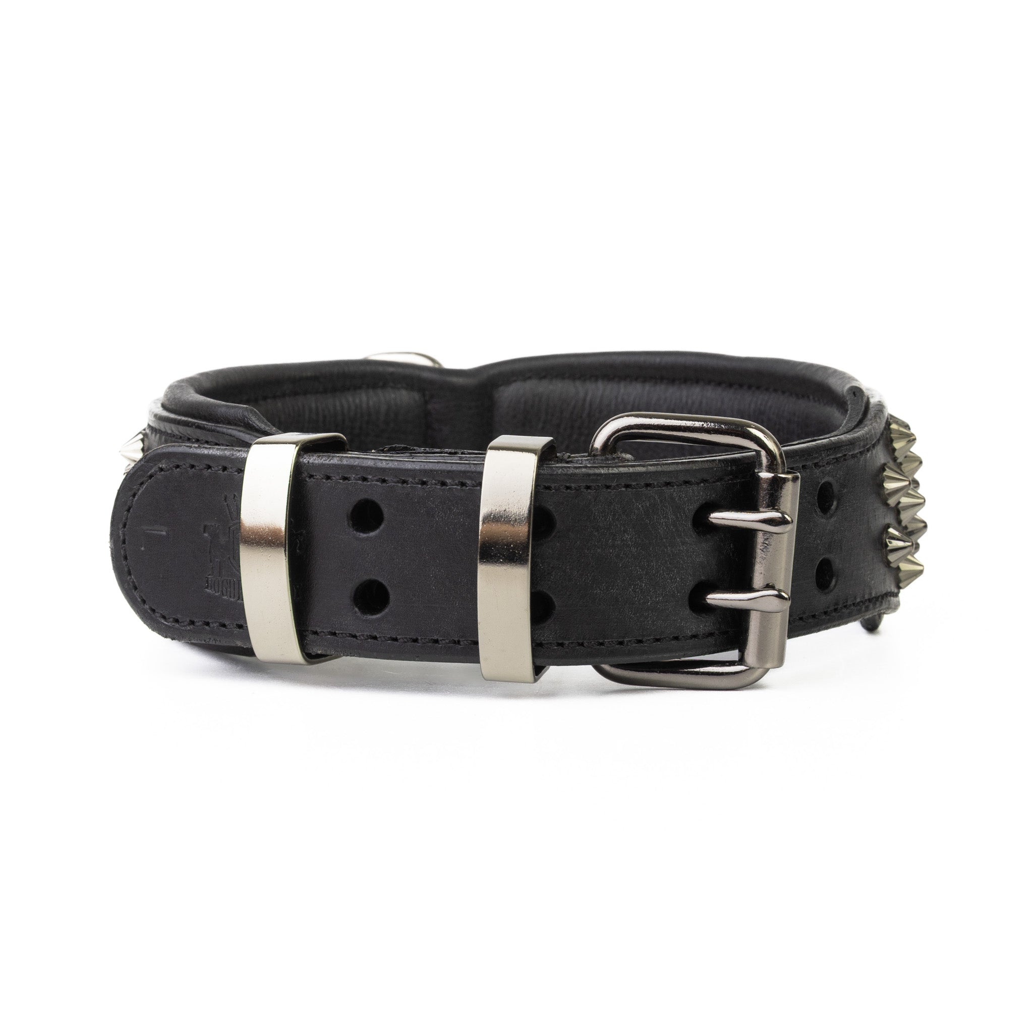 Hand Made Leather Dog Collar - Ruthless Black & Black (Wide Fit)