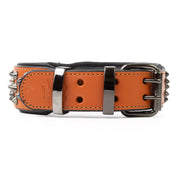 Hand Made Leather Dog Collar - Ruthless Orange & Black (Wide Fit)
