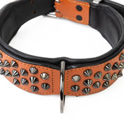Hand Made Leather Dog Collar - Ruthless Orange & Black (Wide Fit)