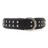 Hand Made Leather Dog Collar - RuffNeck Black & Chrome (Regular Fit)