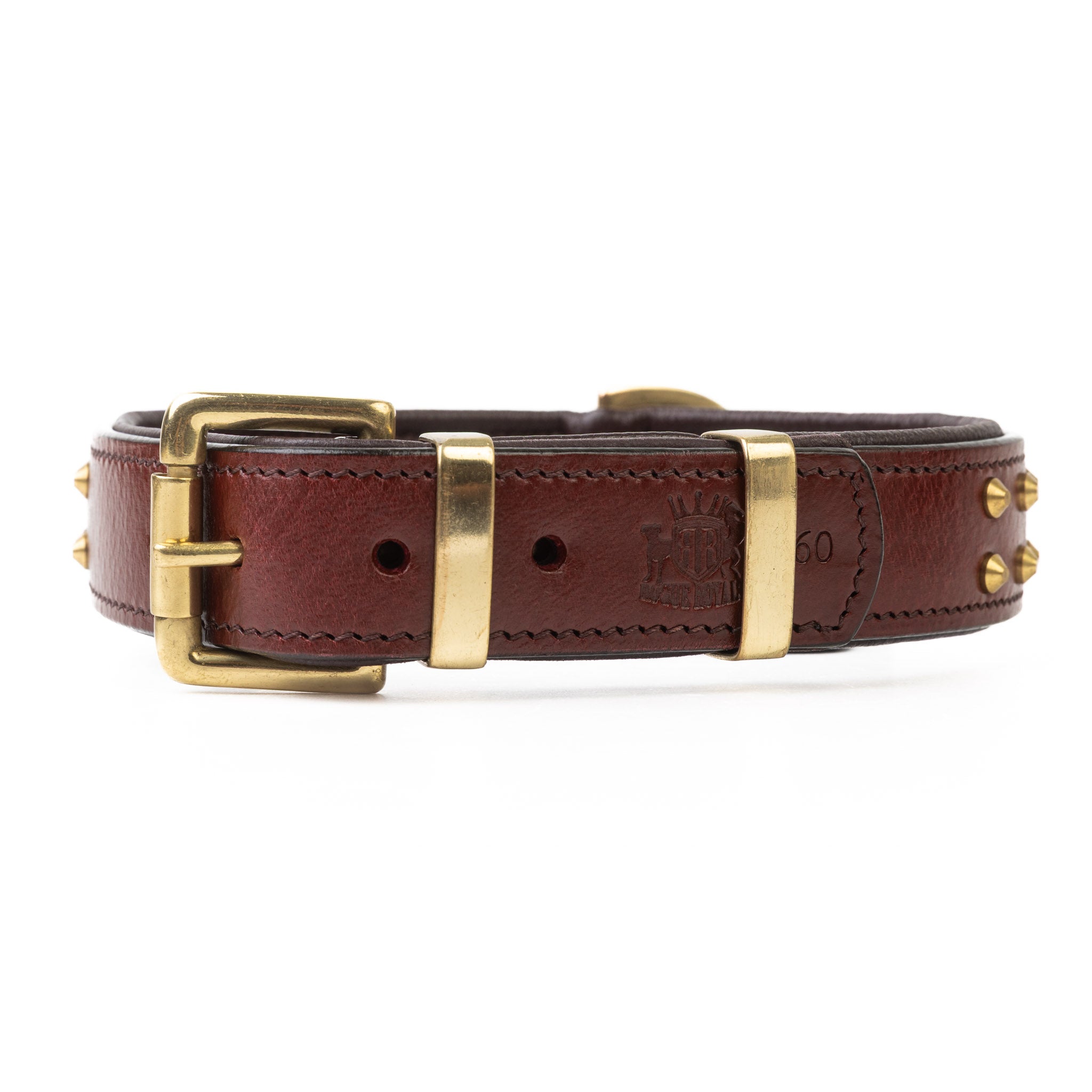 Hand Made Leather Dog Collar - RuffNeck Cherry & Brass (Regular Fit)