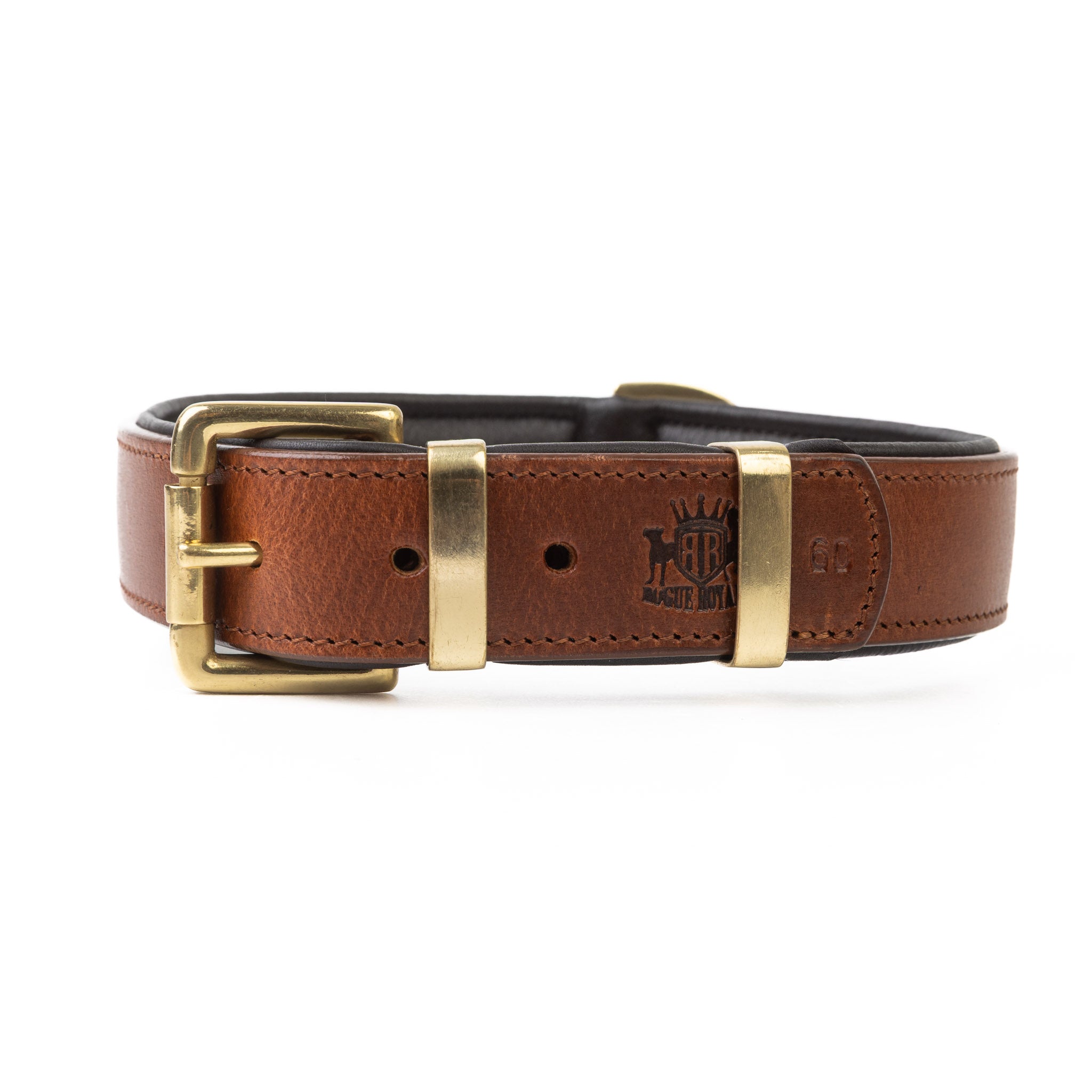 Leather Dog Collar - Classic Brown & Brass (Regular Fit)