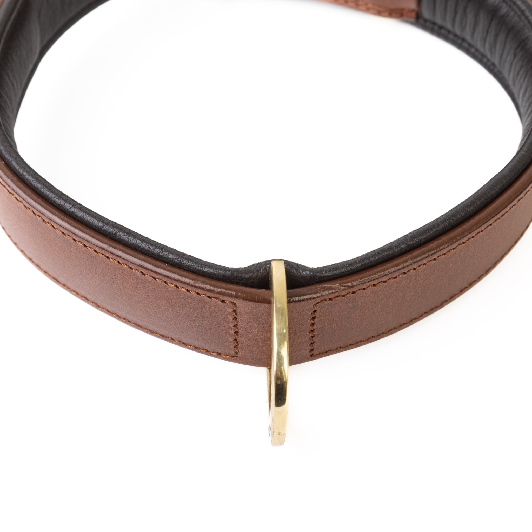 Leather Dog Collar - Classic Brown & Brass (Regular Fit)