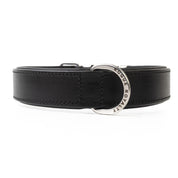 Handmade Leather Dog Collar - Classic Black & Chrome (Regular Fit)