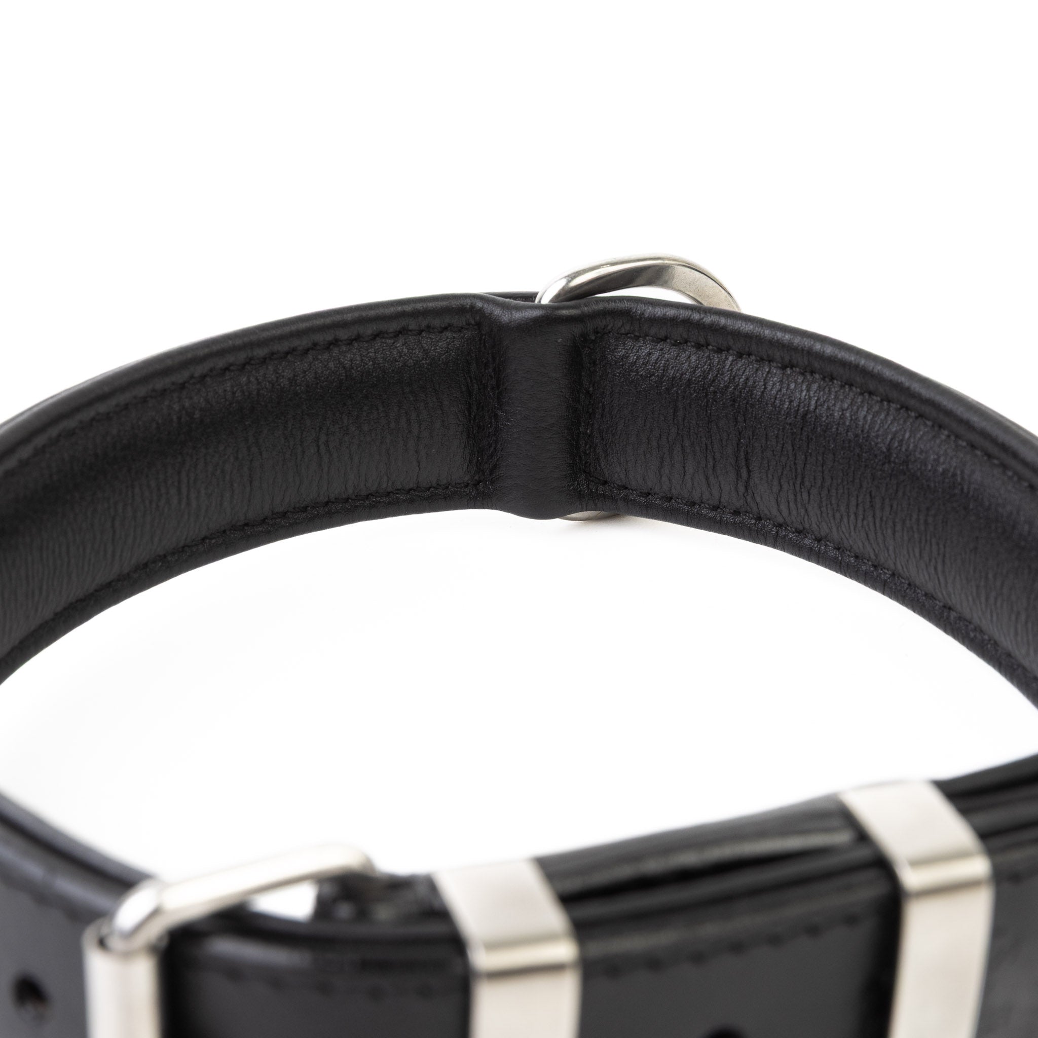 Handmade Leather Dog Collar - Classic Black & Chrome (Regular Fit)