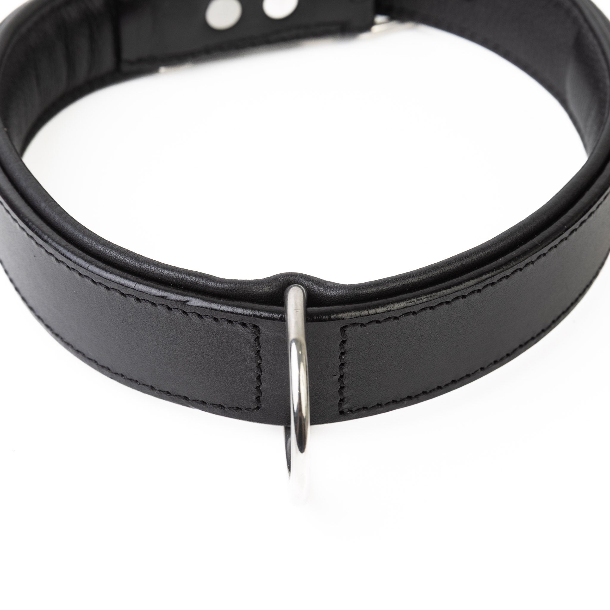Handmade Leather Dog Collar - Classic Black & Chrome (Regular Fit)