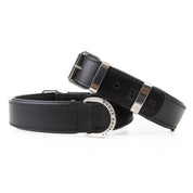 Handmade Leather Dog Collar - Classic Black & Chrome (Regular Fit)