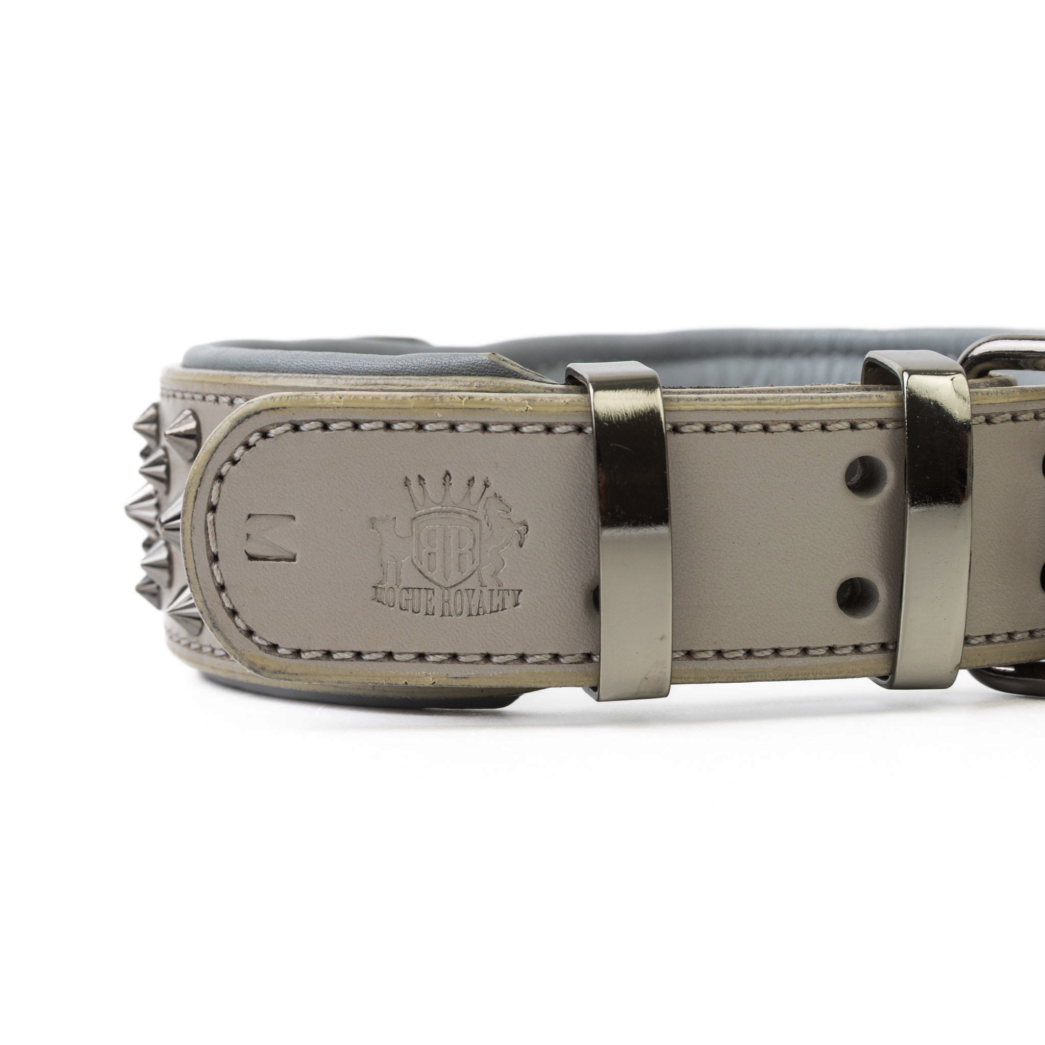 Hand Made Leather Dog Collar - Ruthless Grey & Black (Wide Fit)