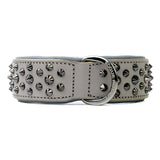 Hand Made Leather Dog Collar - Ruthless Grey & Black (Wide Fit)