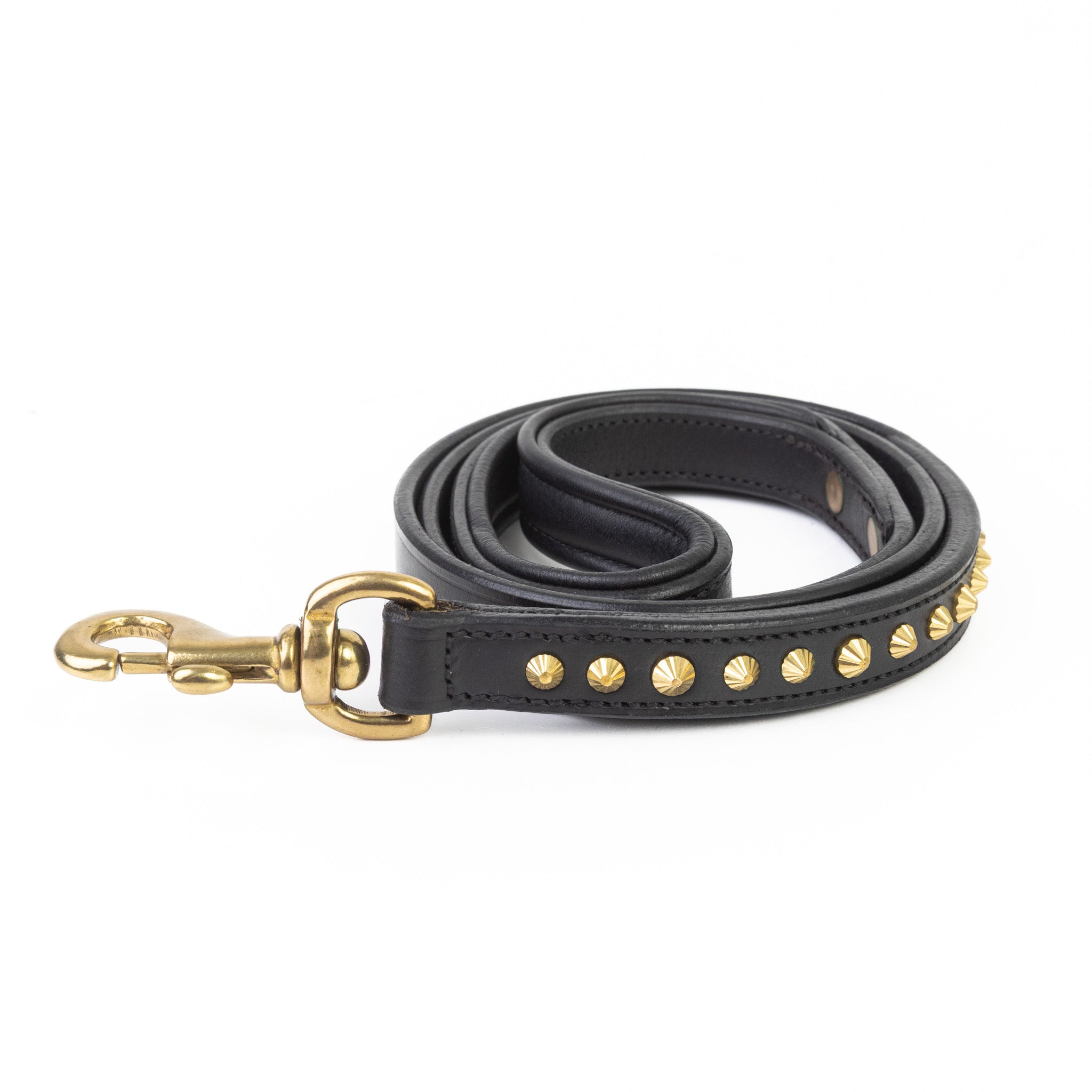 Leather Dog Leash - Ruthless Black & Brass (Standard)