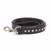 Leather Dog Leash - Imperial Black & Chrome Leash (Standard)