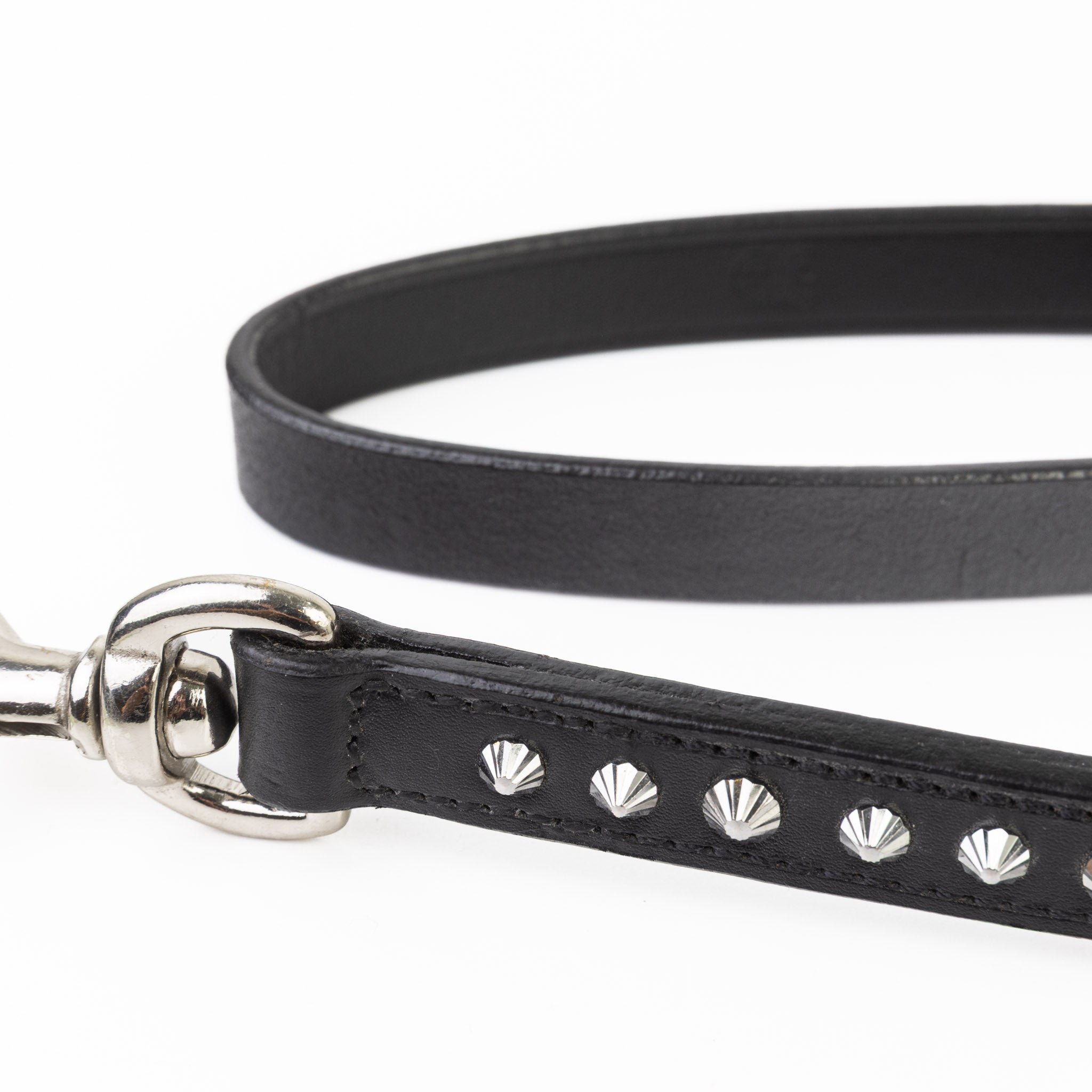 Leather Dog Leash - Imperial Black & Chrome Leash (Standard)