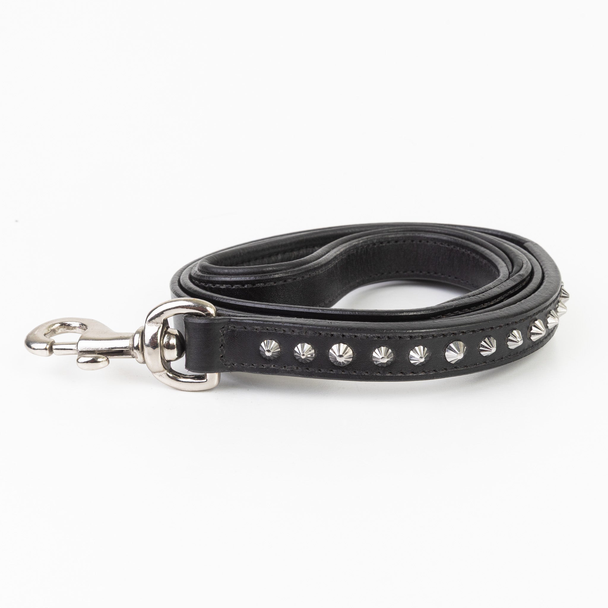 Leather Dog Leash - Imperial Black & Chrome Leash (Slimline)