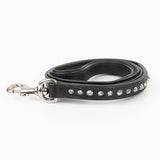 Leather Dog Leash - Imperial Black & Chrome Leash (Slimline)