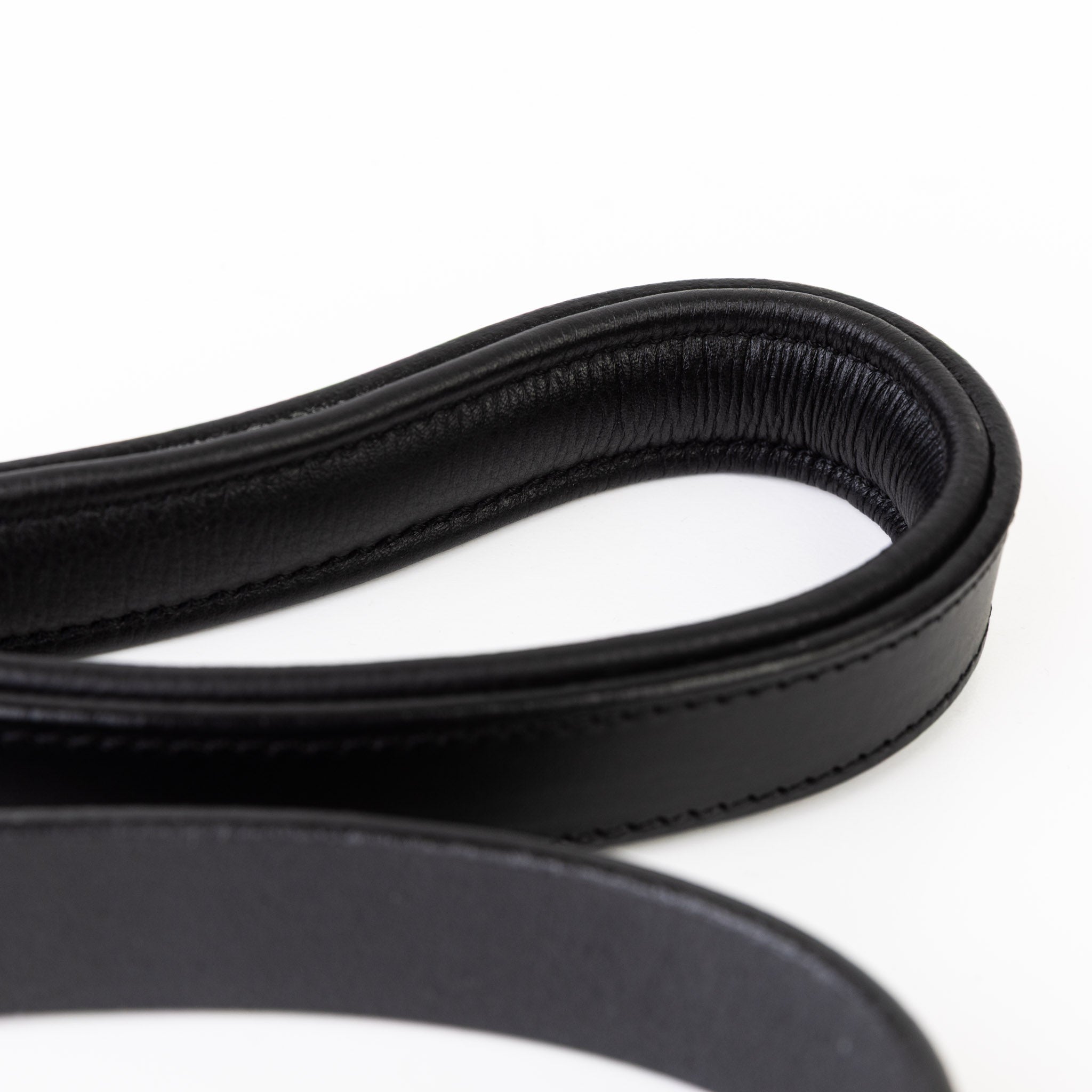 Leather Dog Leash - Classic Black & Chrome Leash (Standard)