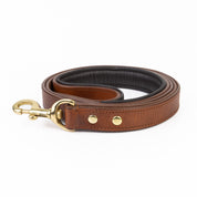 Leather Dog Leash - Classic Brown & Brass Leash (Standard)