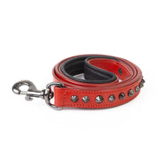 Leather Dog Leash - Ruthless Red & Black Leash (Standard)