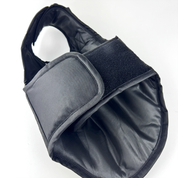 bottom view of insulated waterproof winter dog jacket for active dogs of all sizes.