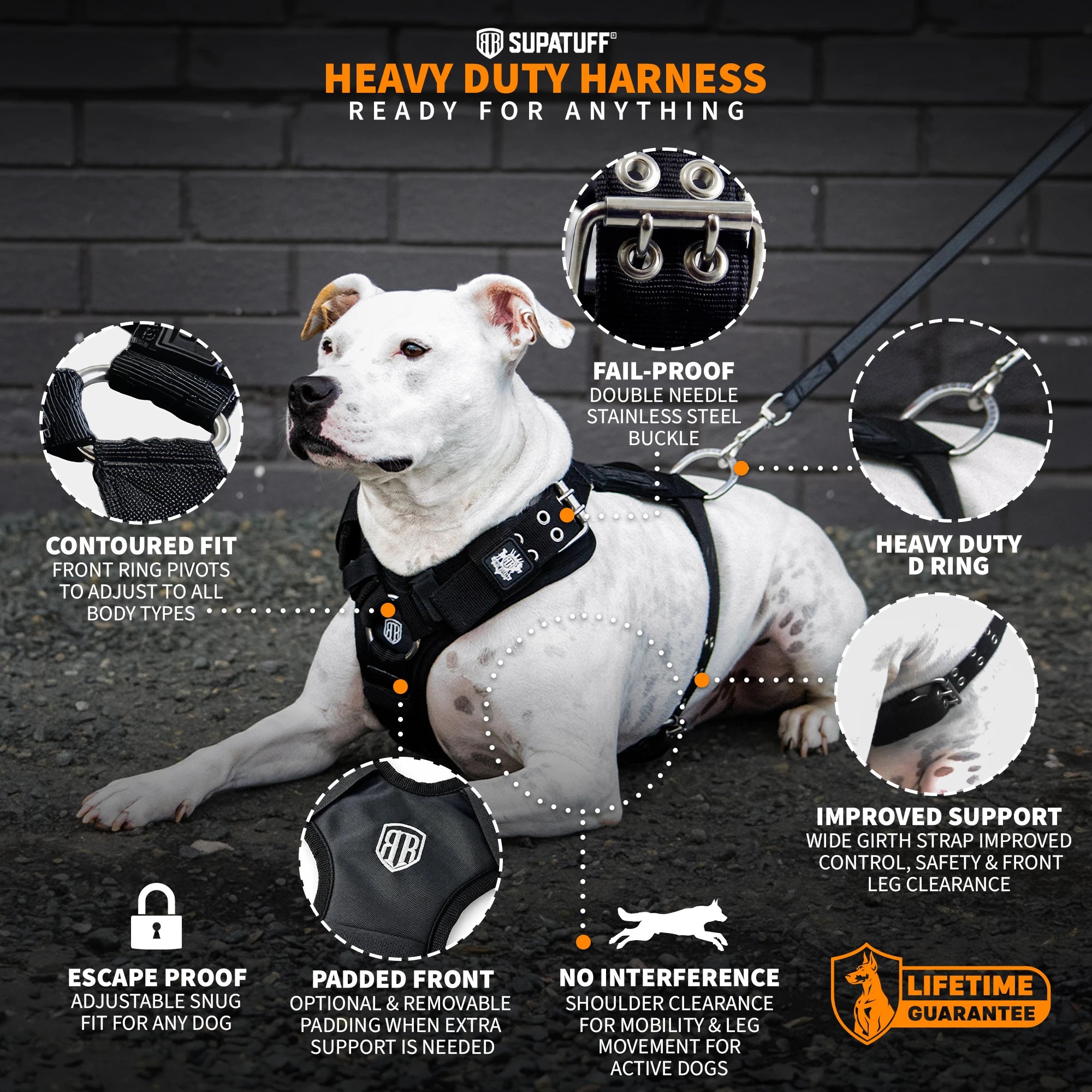 SUPATUFF® Strong Dog Harness – Black | Regular Fit