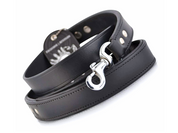 hand made black leather dog leash