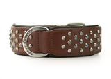 Hand Made Leather Dog Collar - RuffNeck Brown and Chrome (Wide Fit)