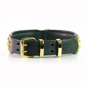 Hand Made Leather Dog Collar - Ruthless Emerald (Wide Fit)