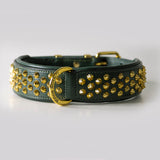 Hand Made Leather Dog Collar - Ruthless Emerald (Wide Fit)