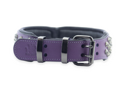 Hand Made Leather Dog Collar - Ruthless Purple & Black (Wide Fit)