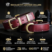 Hand Made Leather Dog Collar - Classic Buckskin & Chrome (Regular Fit)