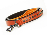 Leather Dog Leash - Ruthless Orange & Black Leash (Standard)