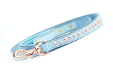 Leather Dog Leash - Imperial Baby Blue & Rose Gold Dog Leash (Standard)