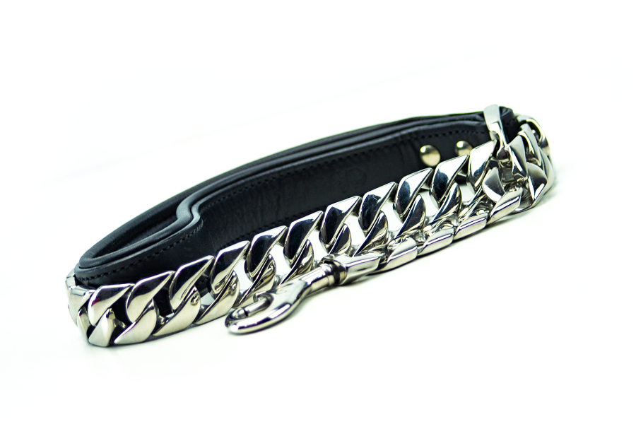 High Quality CHROME LINK DOG CHAIN LEASH detailed view